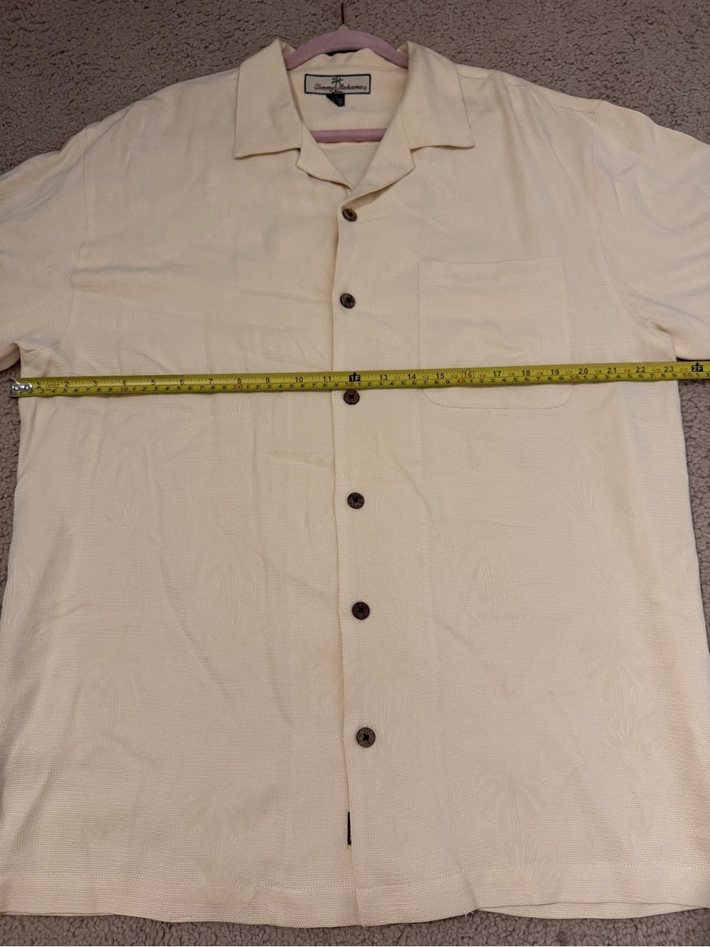 Tommy Bahama 100% Silk Camp Shirt Ivory Palm Tree Jacquard Men’s Medium - Picture 4 of 8